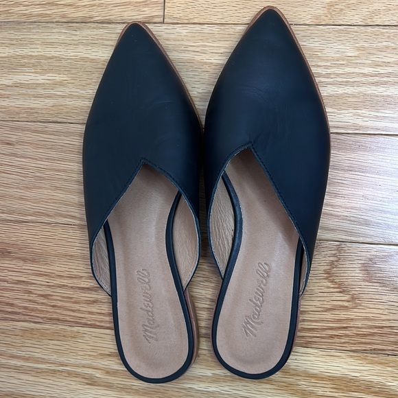 Madewell Black Leather Slides Mules Size 7 - Picture 5 of 5